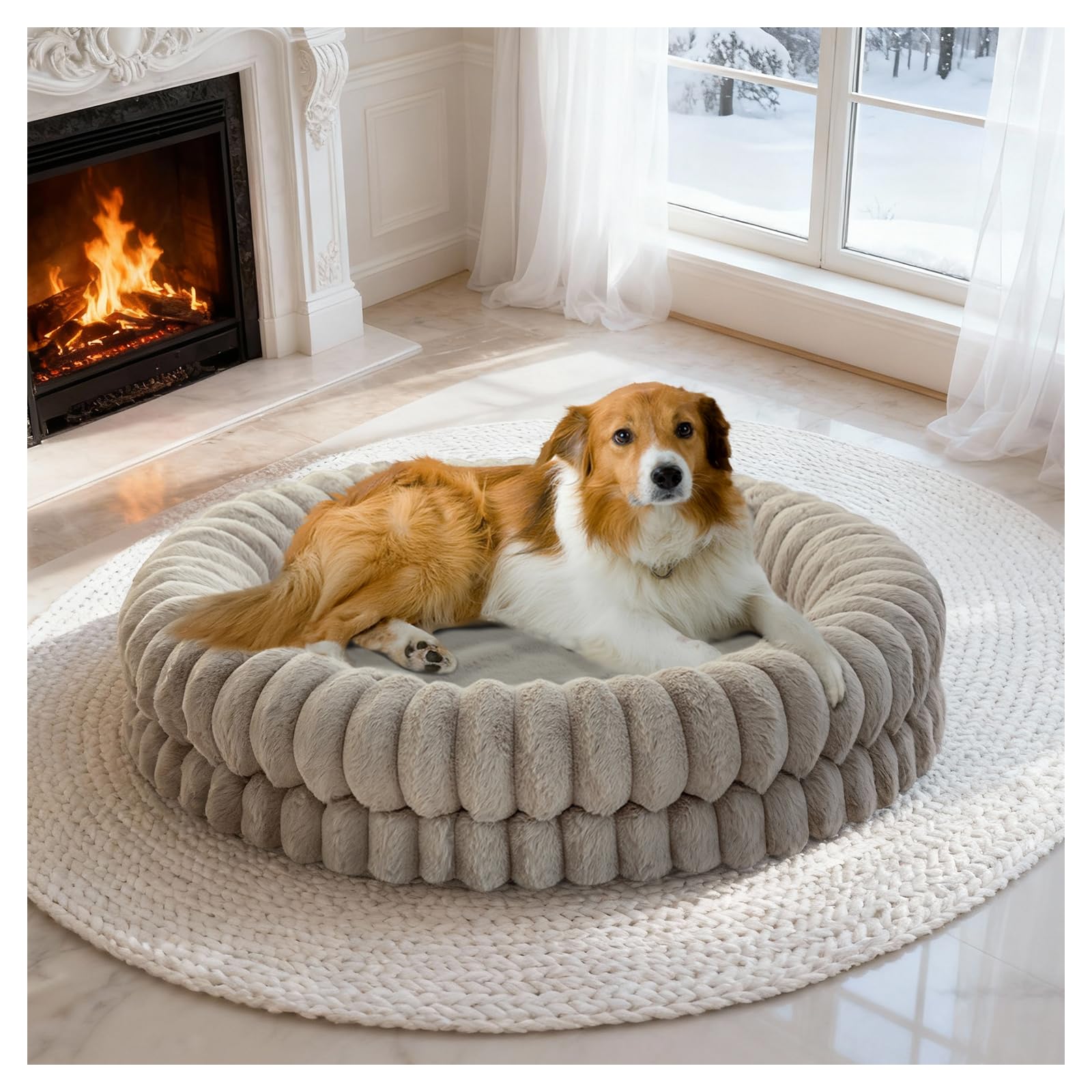 BALANCE Cama para perro en forma de rosquilla 36 pulgadas, confort para perros grandes.