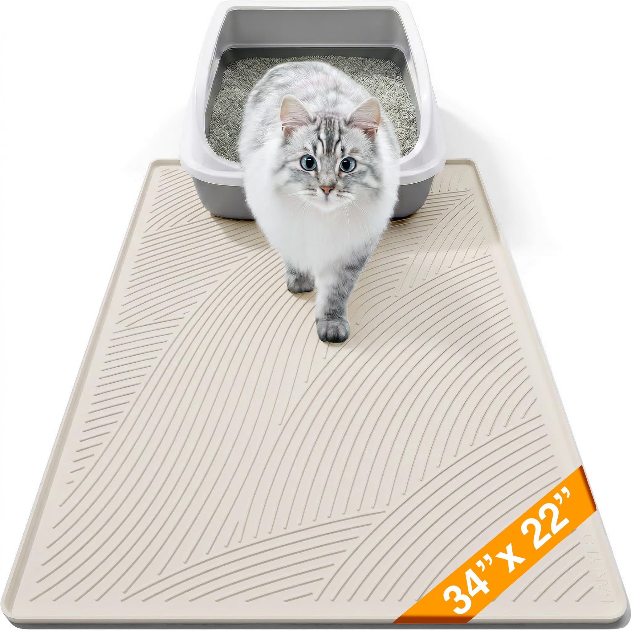 BANLYEO alfombrilla 34x22 para arenero, impermeable y fácil de limpiar para capturar arena.