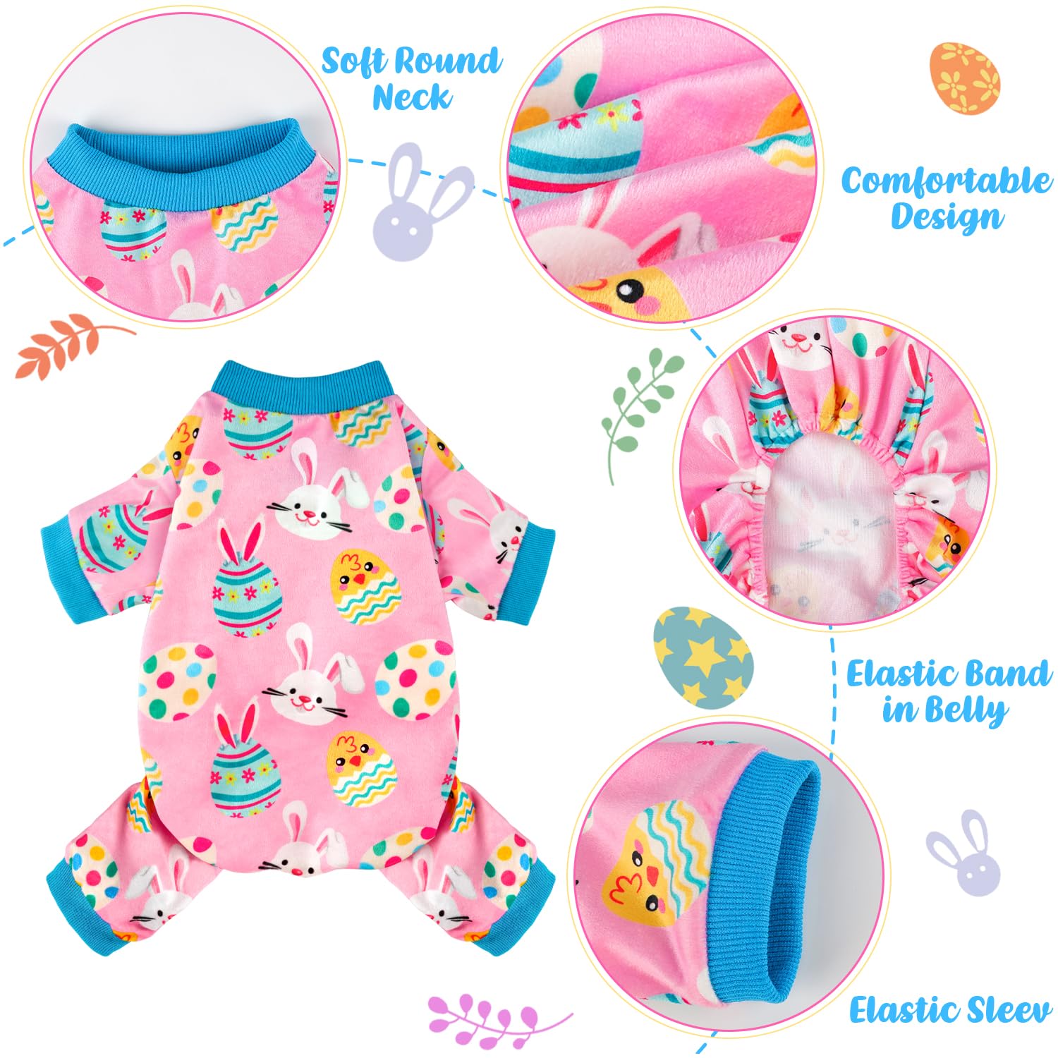 Baobicute Pijama para perro, diseño orejas conejo, ideal para looks festivos.