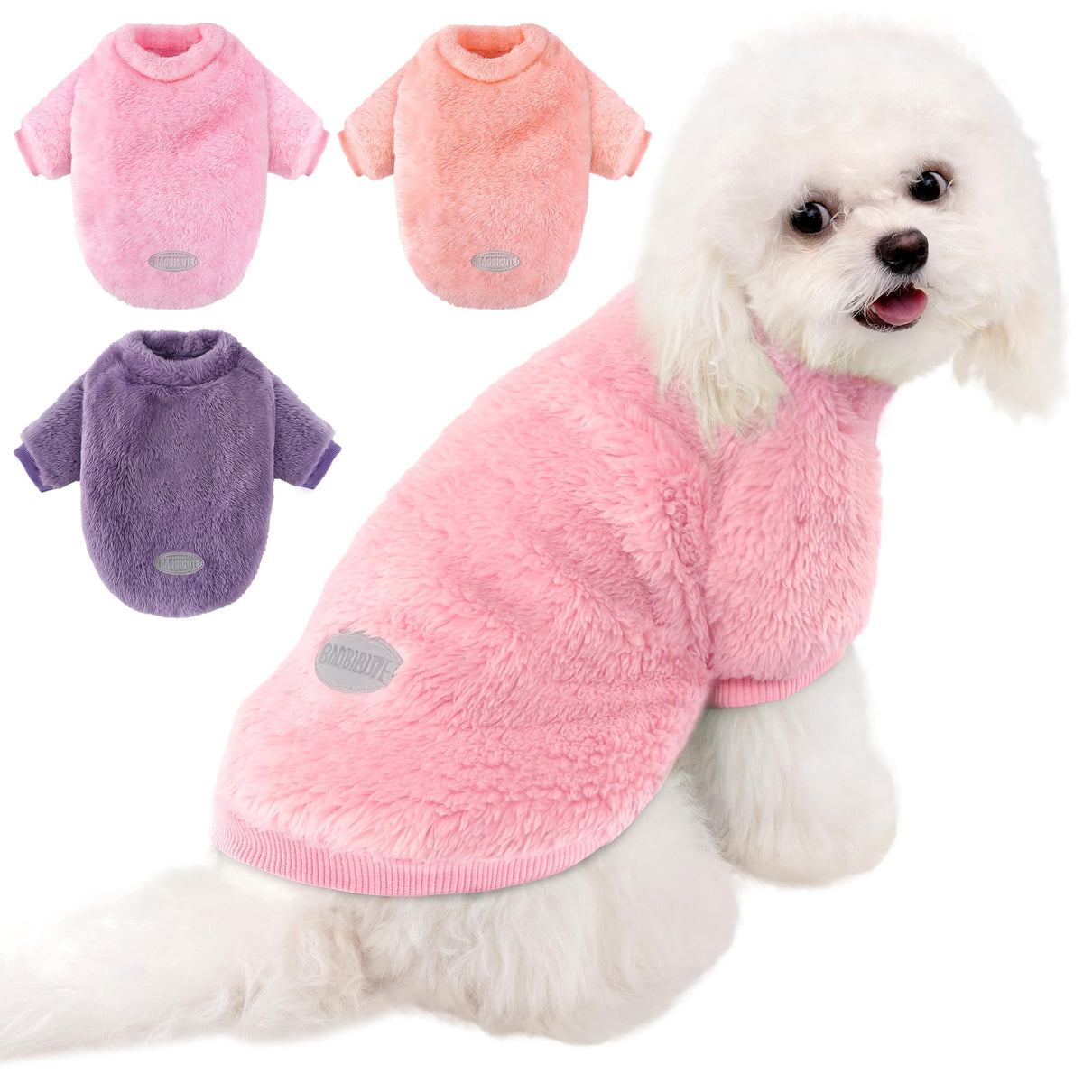 Baobicute pack 3 sudaderas para perros pequeños, frente; para paseos cálidos y seguros