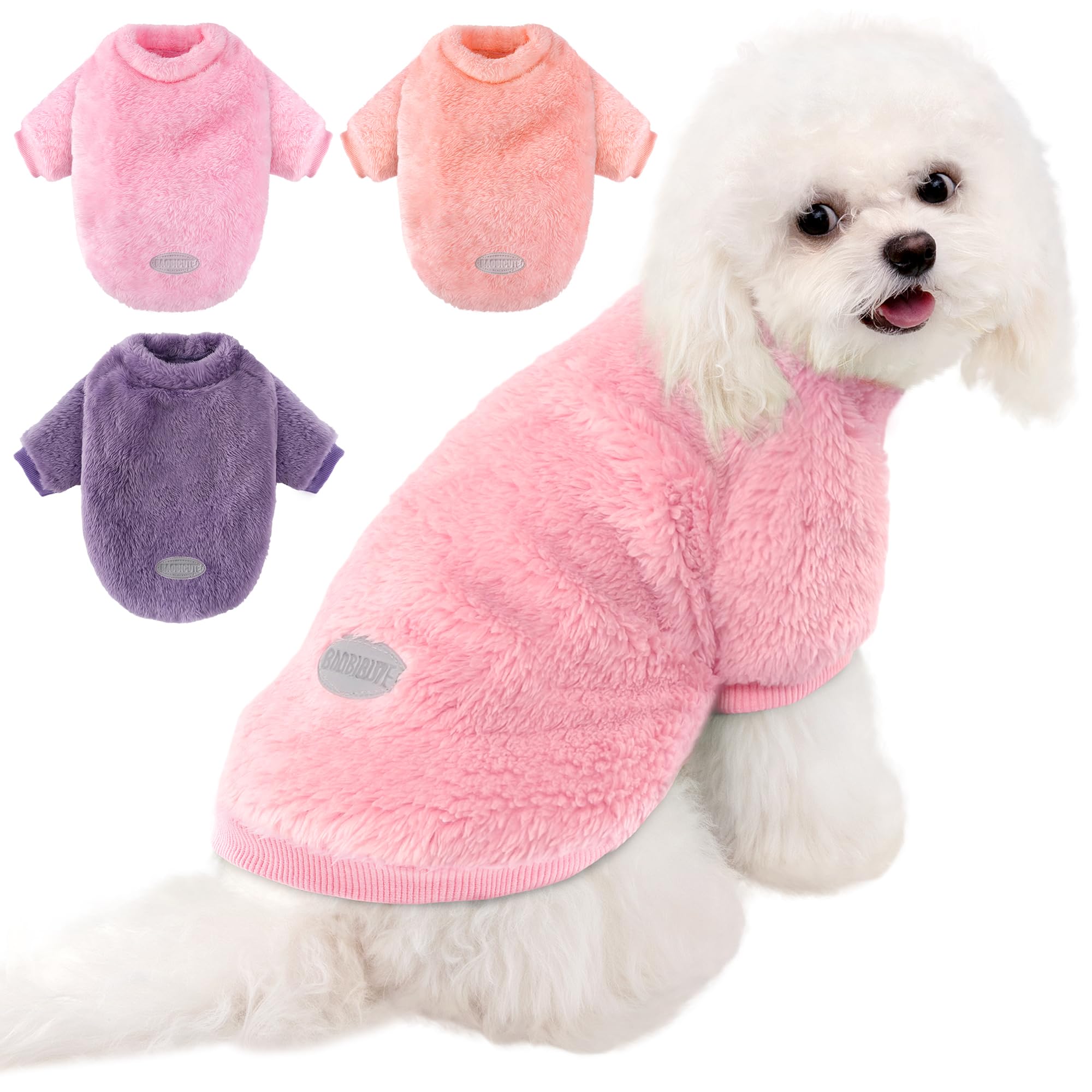 Baobicute sudadera rosa para perro, suave y cálida para paseos de invierno