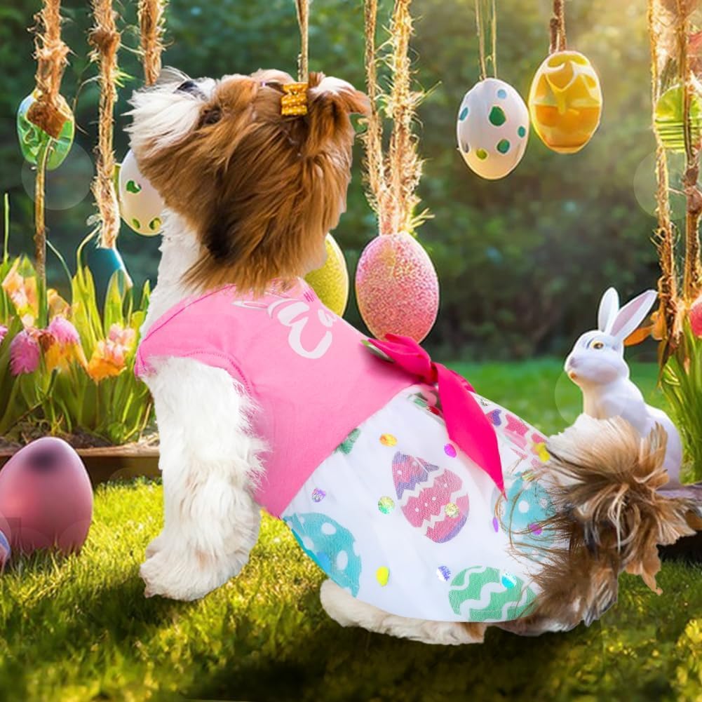 Vestido BAOBICUTE para perro con estampado de huevos y conejo, para sesiones de fotos