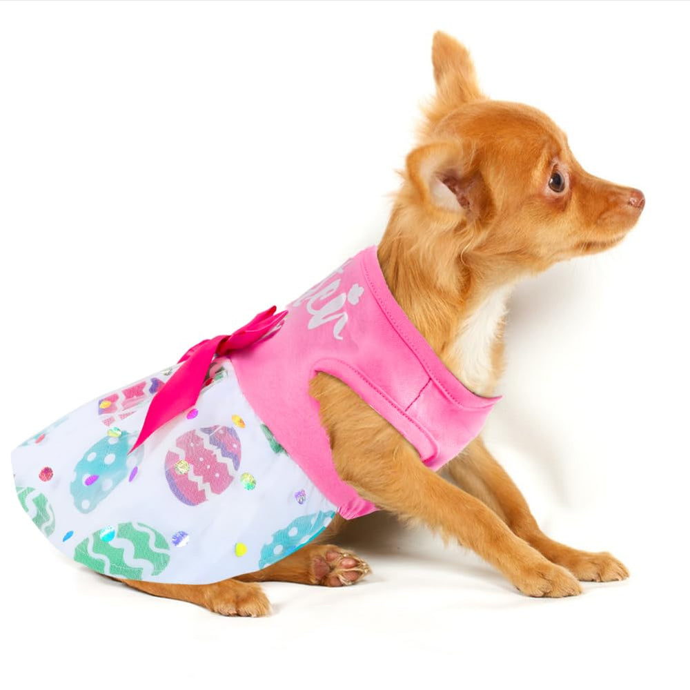 Baobicute vestido estampado de Pascua para perro, estilo adorable y colorido
