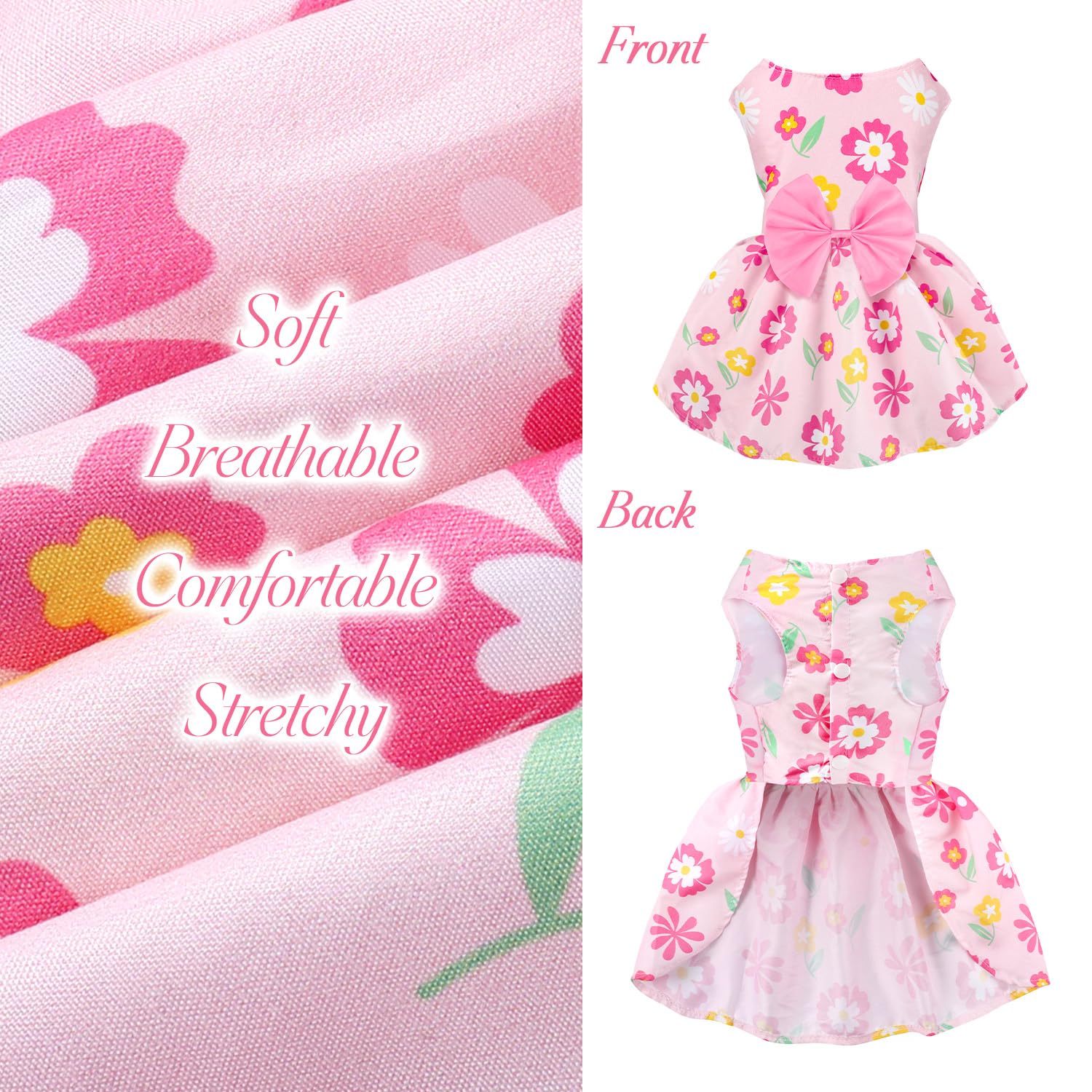 BAOBICUTE vestido-perro-floral-verano-ajuste, fácil de poner y quitar.