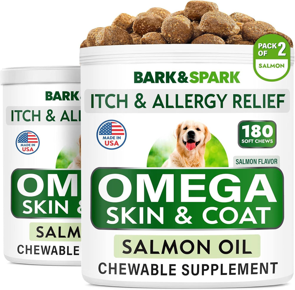 BARK&SPARK Omega-3 para perros: bocaditos de salmón, favorecen pelaje saludable.