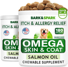 BARK&SPARK Omega-3 para perros: bocaditos de salmón, favorecen pelaje saludable.