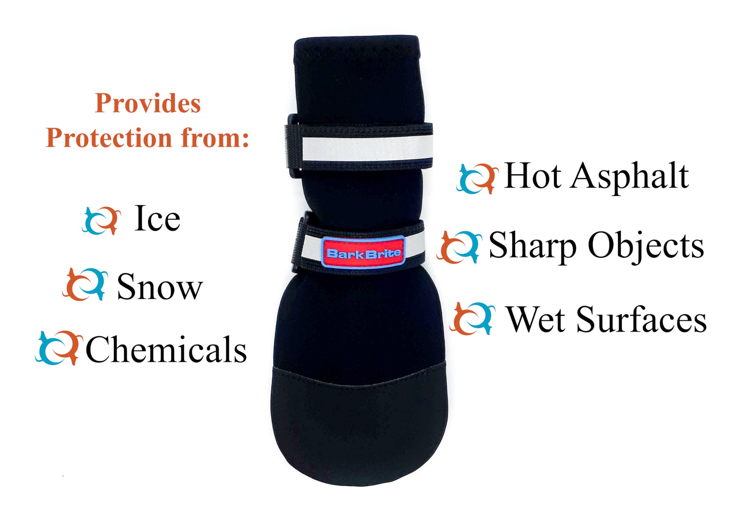 Bark Brite botas con ajuste-elástico para comodidad y sujeción seguras.