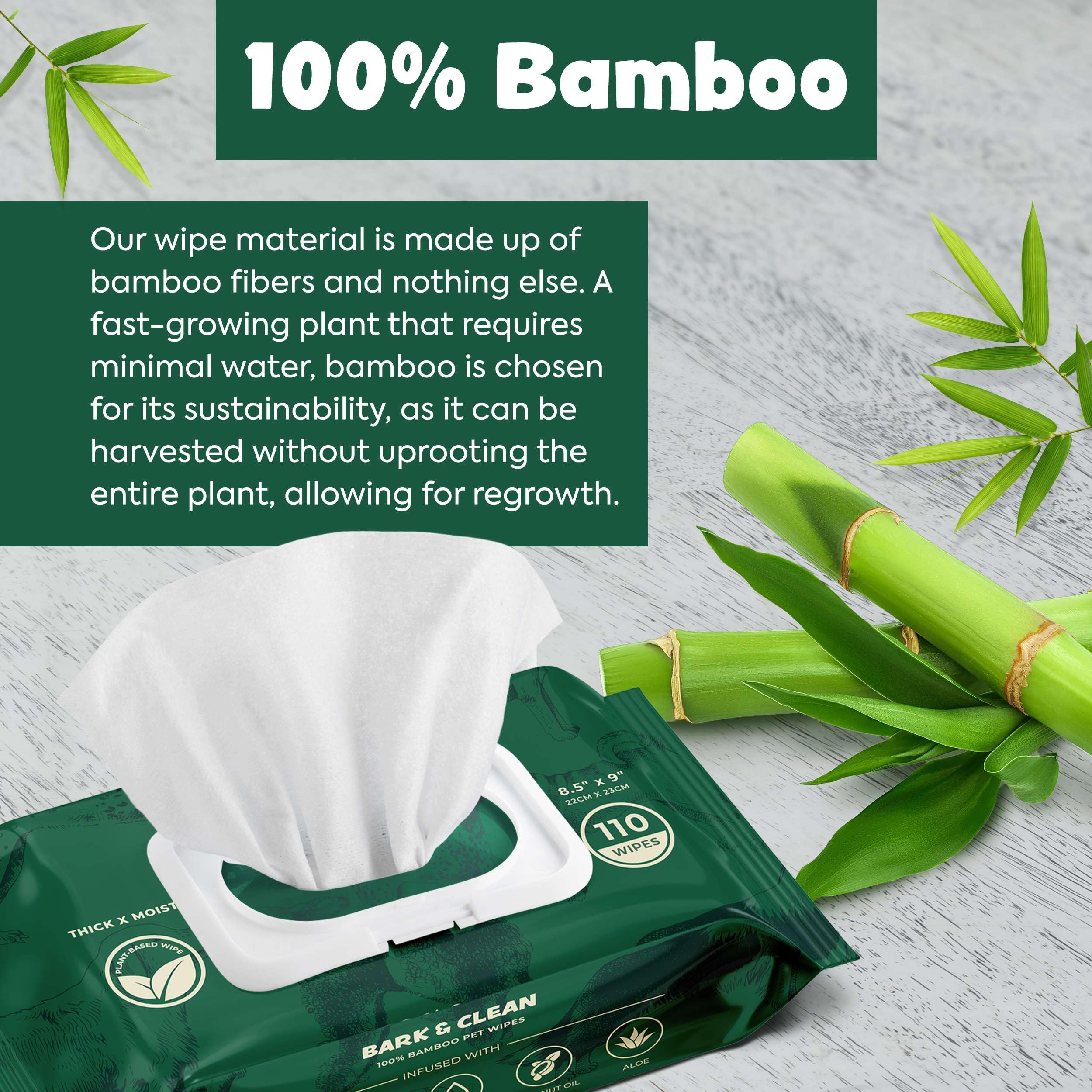 Bark & Clean toallitas de bambú, opción ecológica y compostable.