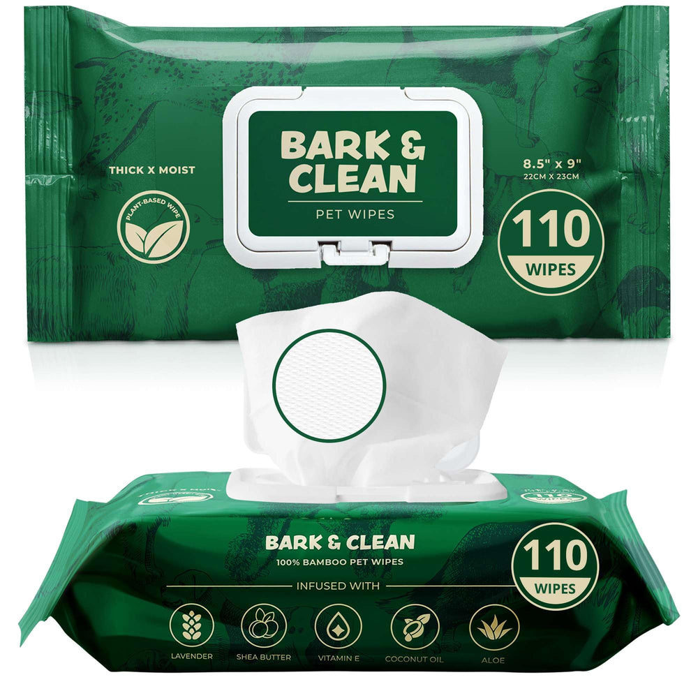 Bark & Clean toallitas para patas, limpieza rápida y suave.