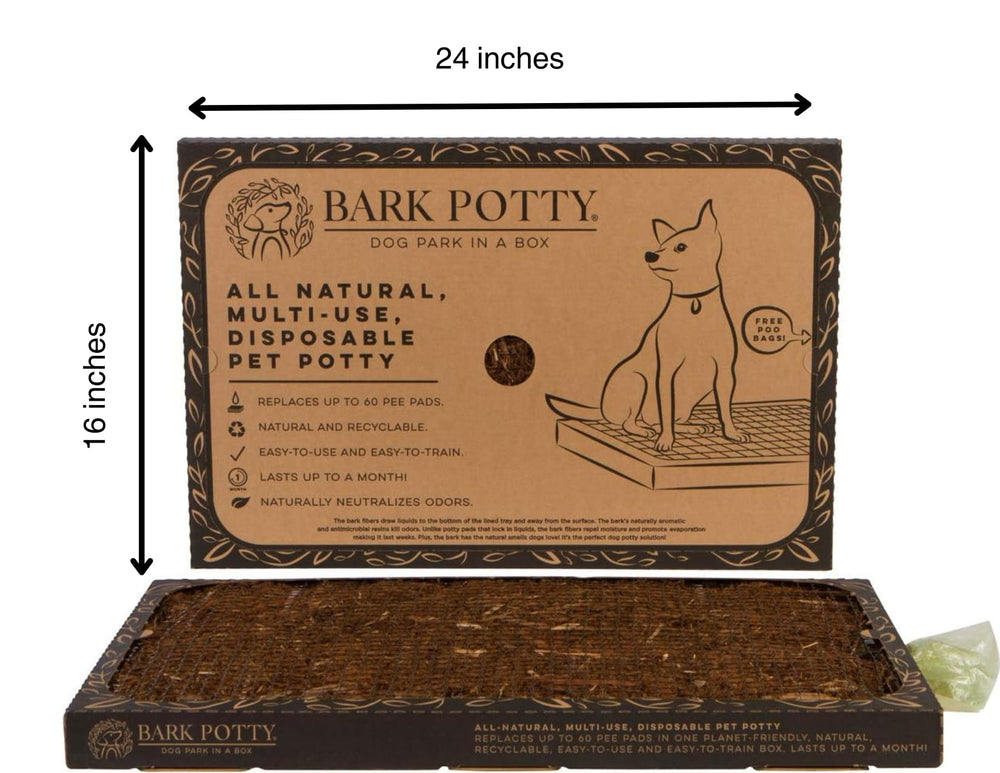 Bark Potty diseño resistente a filtraciones mantiene el suelo limpio y seco.