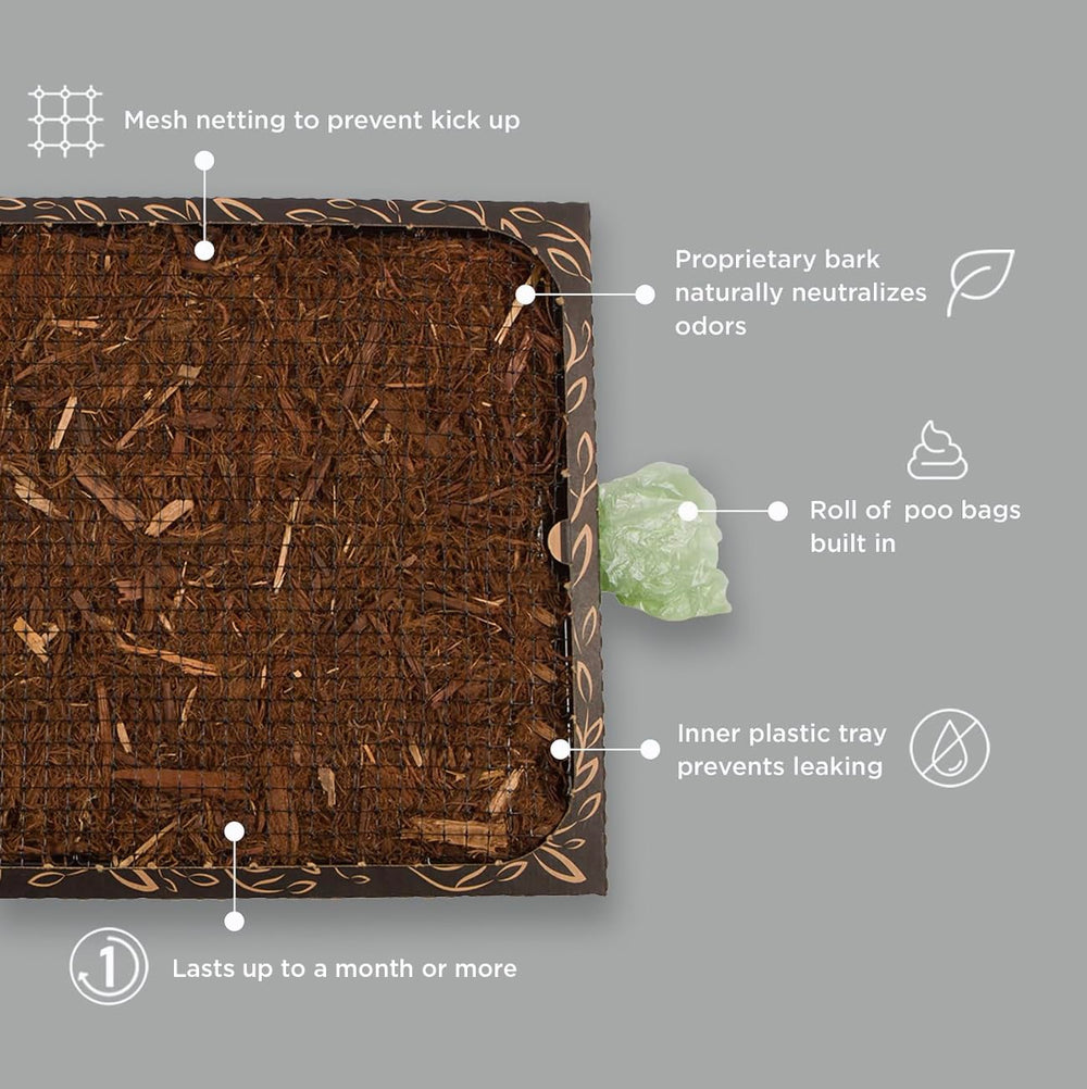 Bark Potty solución de larga duración, reduce cambios de residuos.