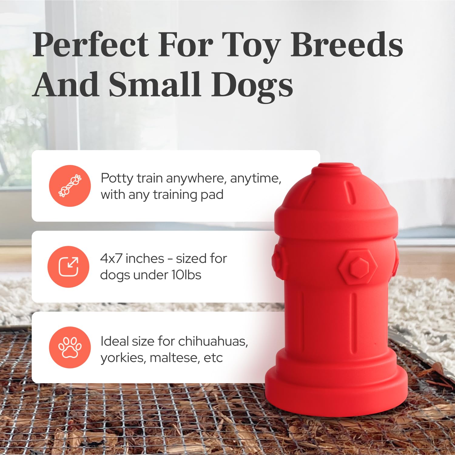 Bark Potty peso estable para evitar vuelcos durante el uso.