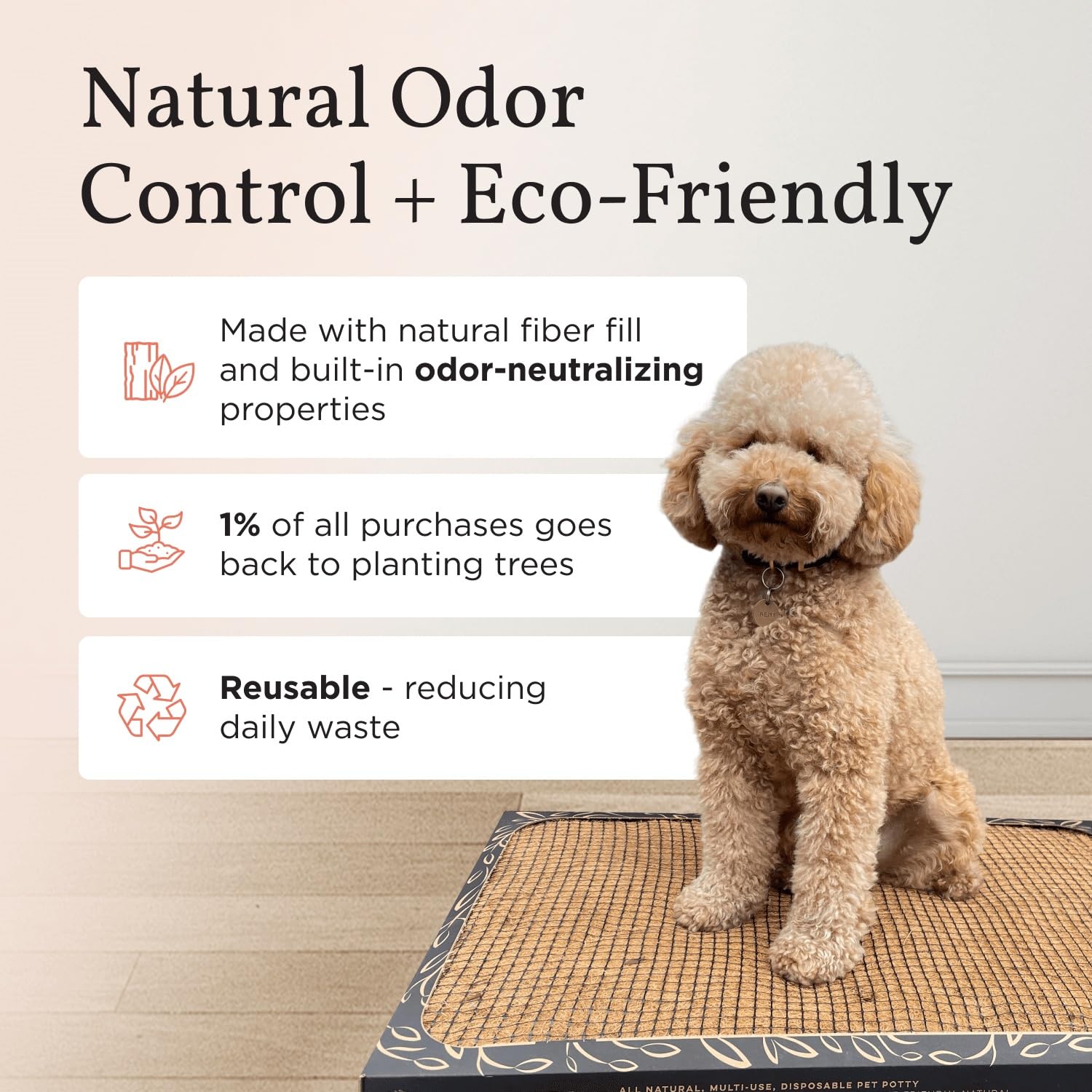 Bark Potty en uso interior, mantiene pisos limpios