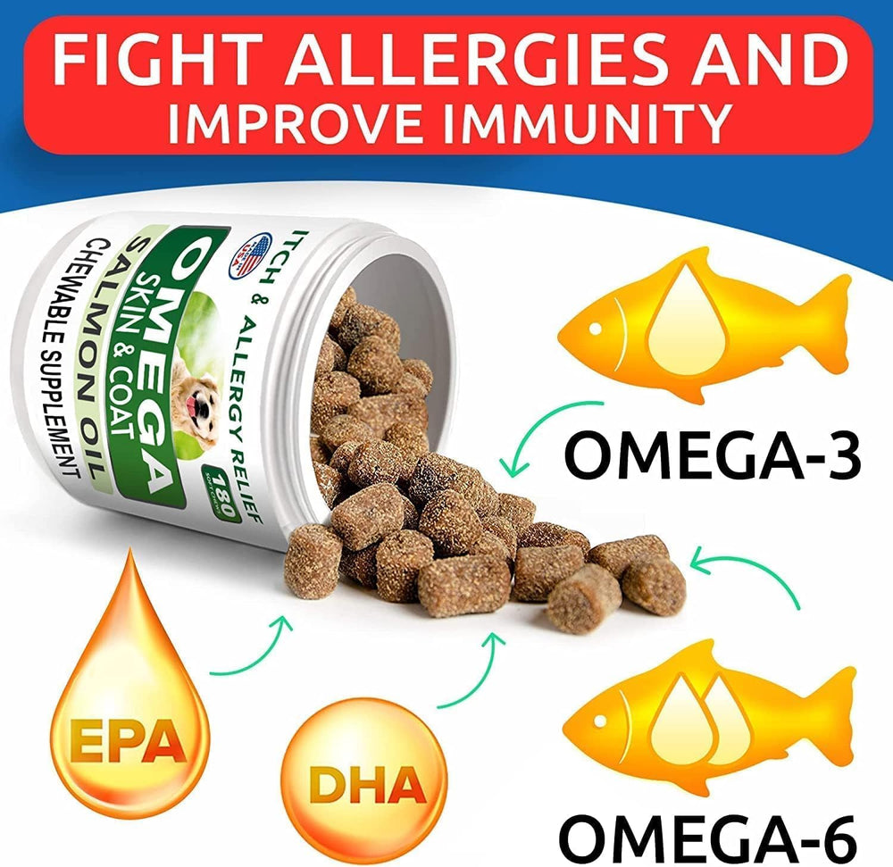 Producto de BARK&SPARK Omega 3 para perros hecho en EE UU con ingredientes de grado humano