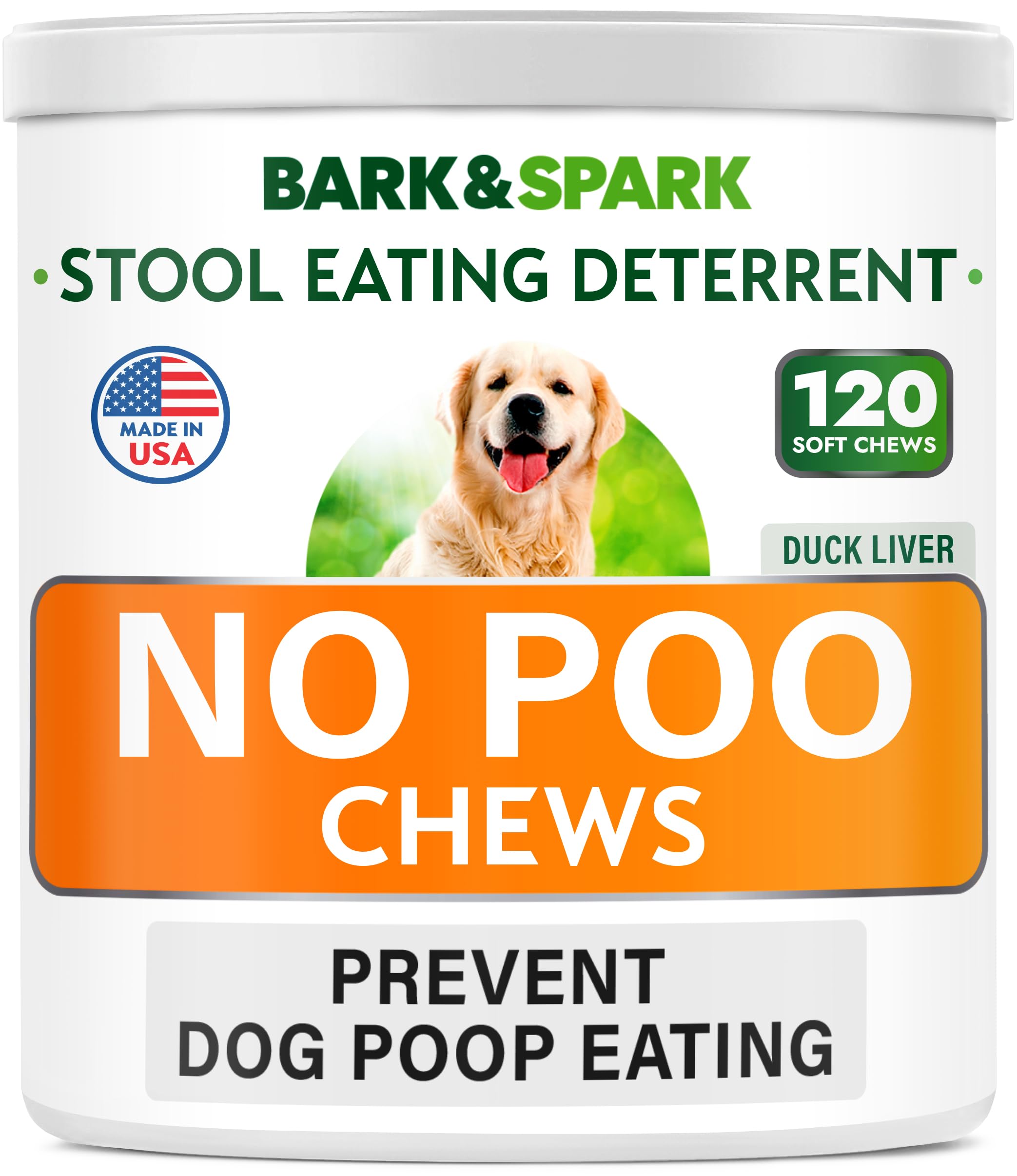 BARK&SPARK Premios anti-coprofagia en botella, sabor hígado de pato para perros