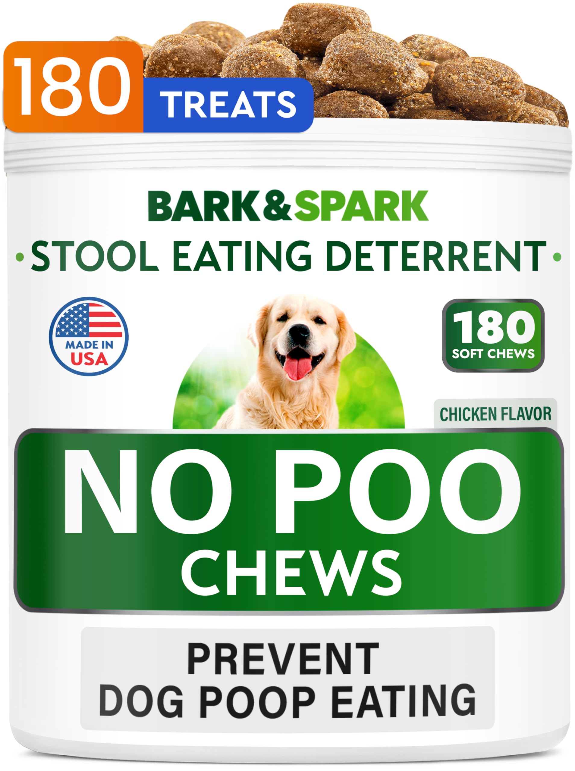 BARK&SPARK NO Poo Treats para perros detienen comer heces de forma natural