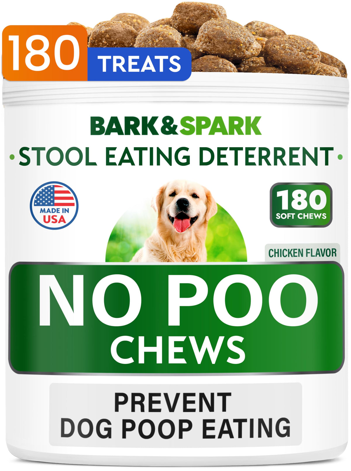 BARK&SPARK NO Poo Treats para perros detienen comer heces de forma natural