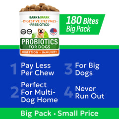 BARK&SPARK mezcla de cinco cepas probióticas para flora intestinal saludable.