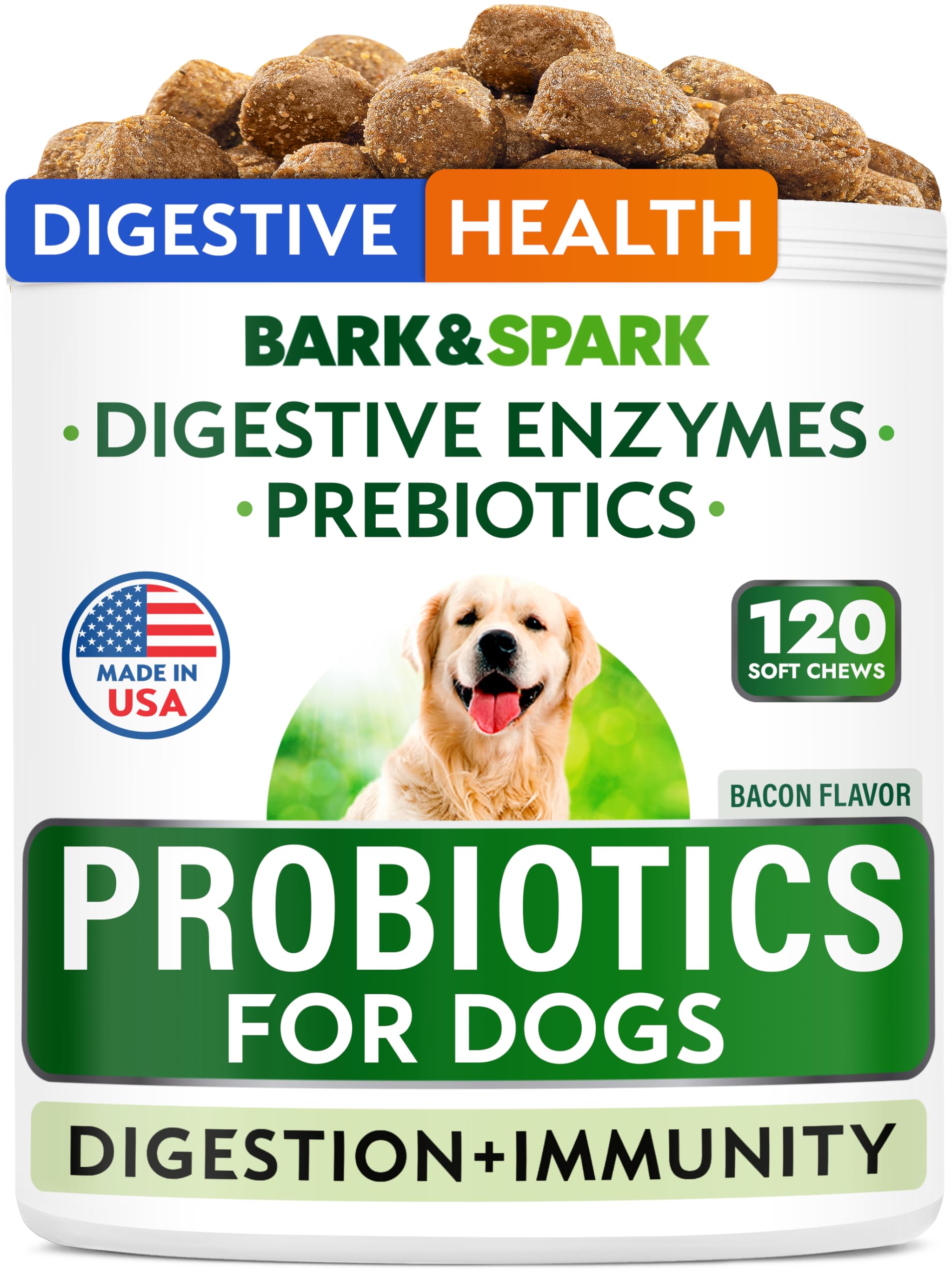 BARK&SPARK probióticos para perros en botella, favorece la digestión suave.