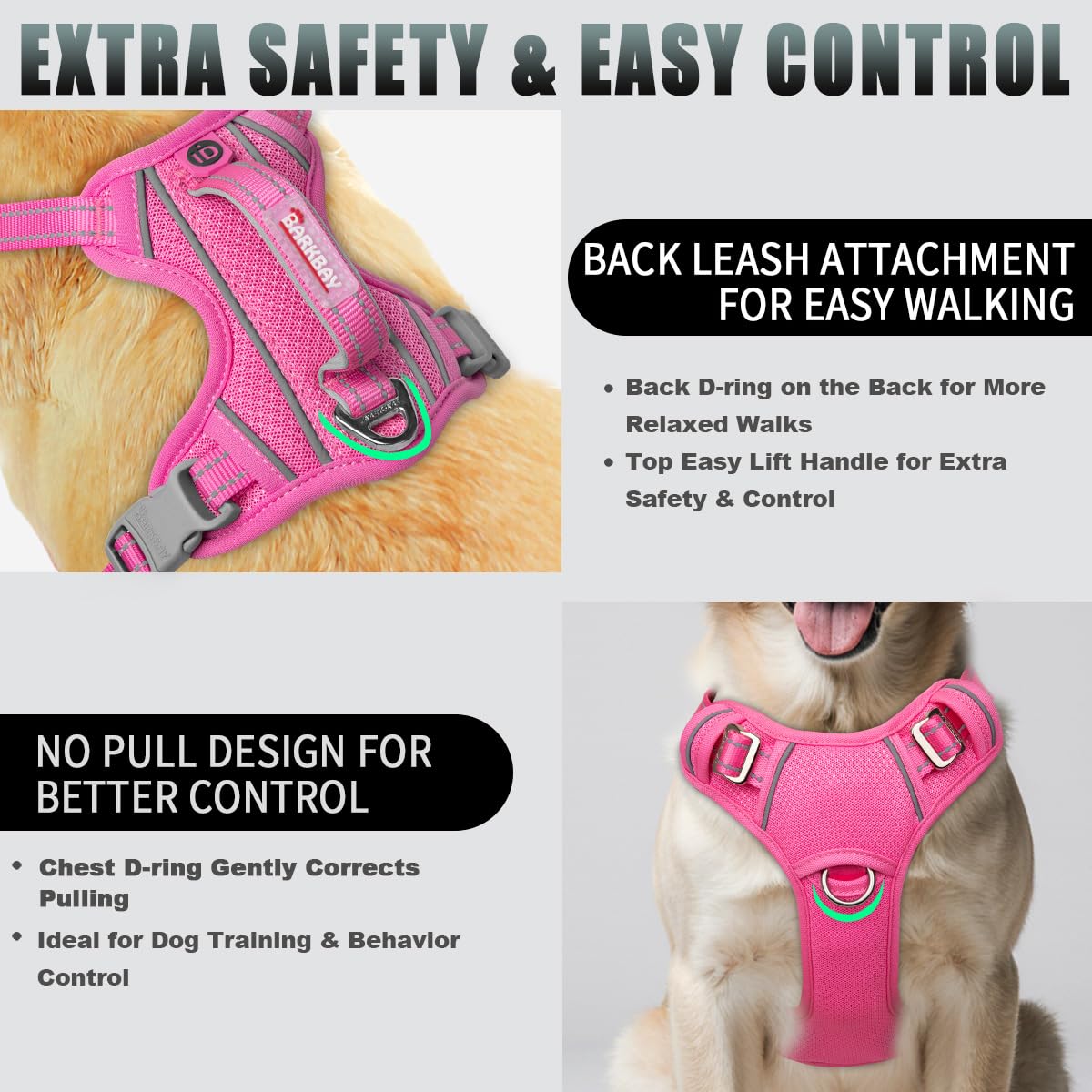 Arnés BarkBay con malla de aire transpirable para comodidad