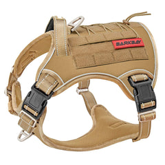 BARKBAY arnés táctico para perro coyote marrón grande, ideal para caminatas y trabajo.