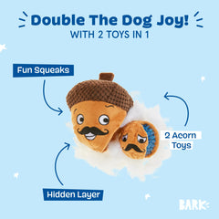 Barkbox Bola puntiaguda con sonajero interior, ofrece estimulación y juego prolongado.
