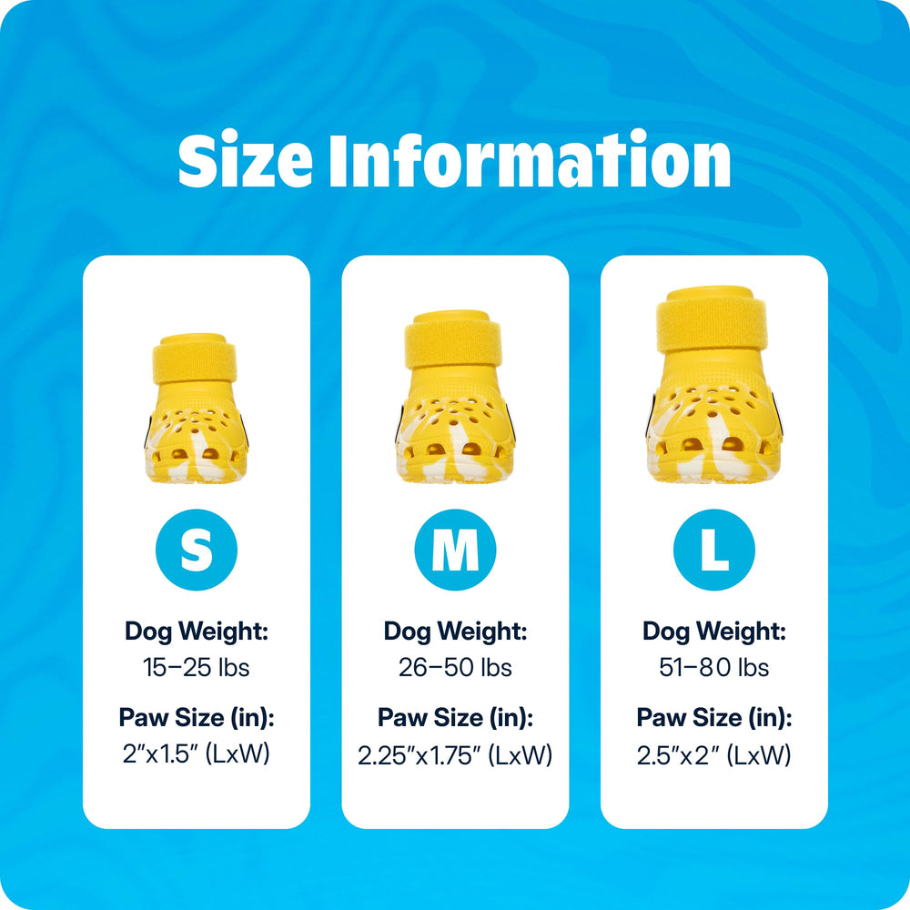 BarkBox Crocs amarillos ofrecen protección de patas para perros activos