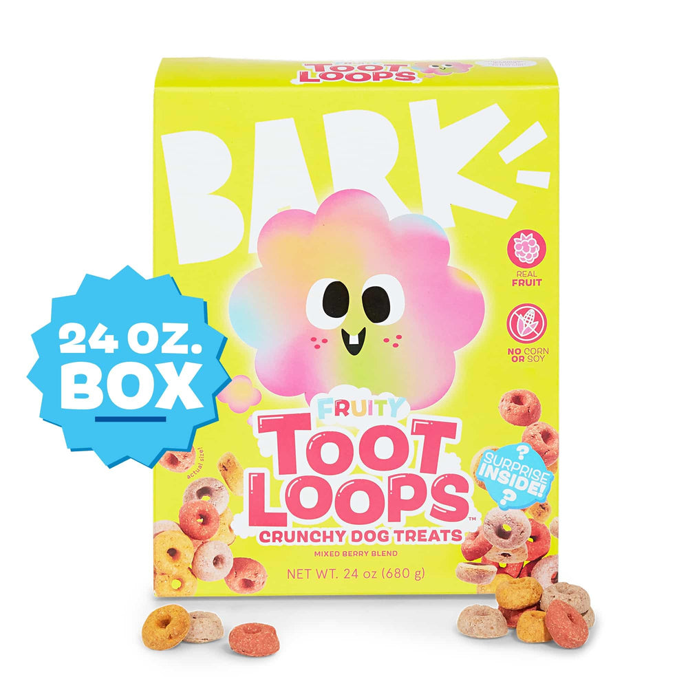 Barkbox Fruity Toot Loops: fruta real para sabor natural.