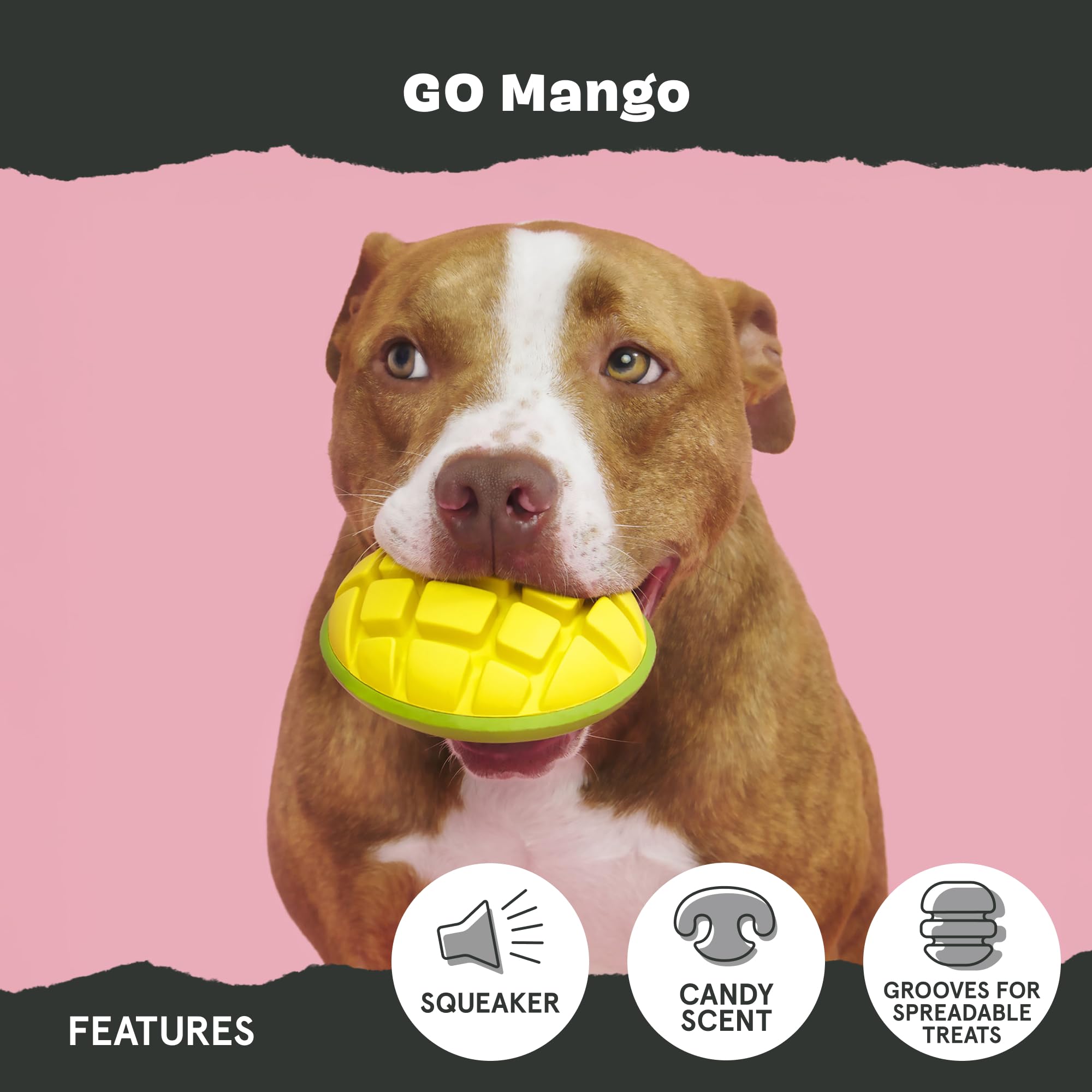 BarkBox Go Mango, chirriador incorporado para más diversión