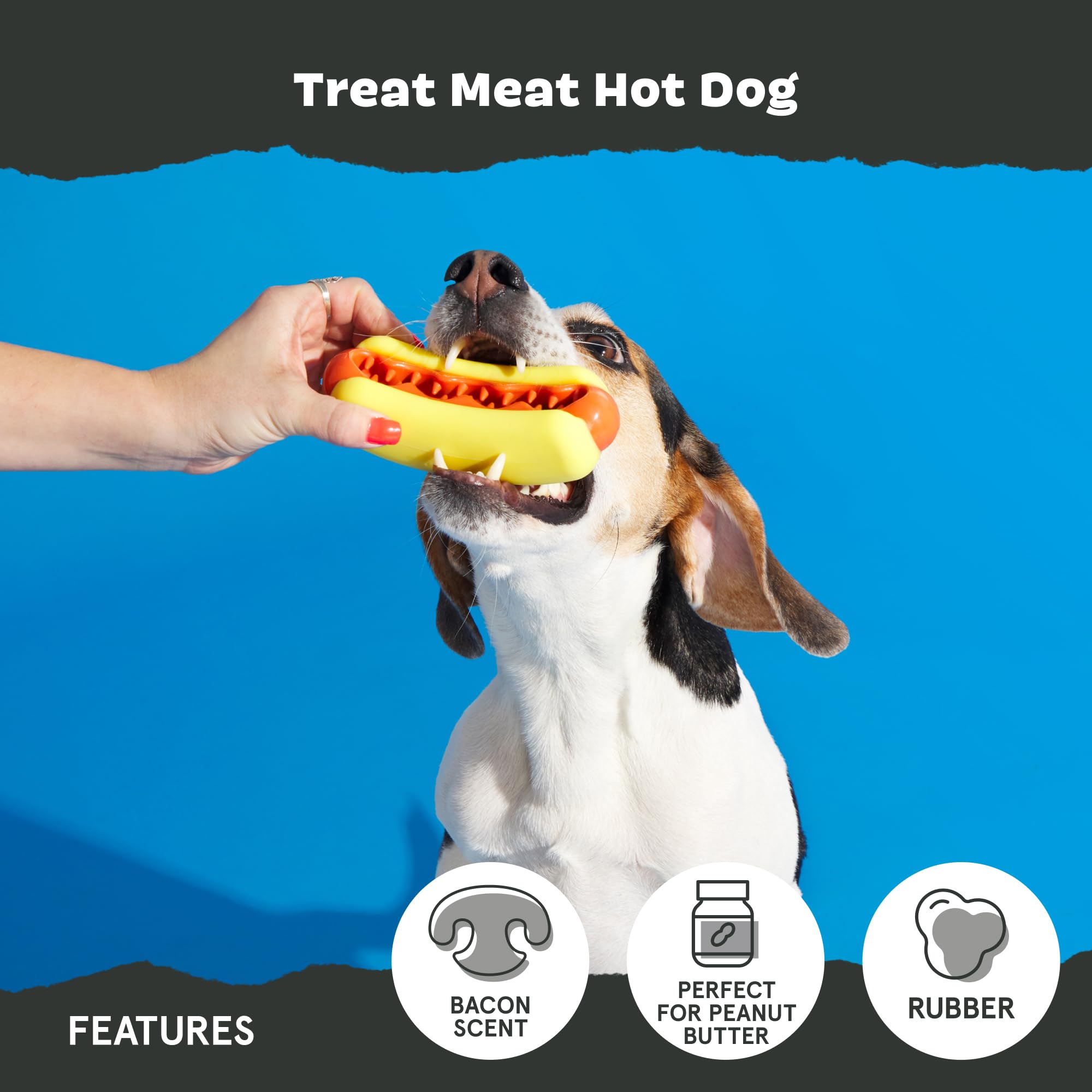 BarkBox Juguete de salchicha con cámara de premios para interacción.