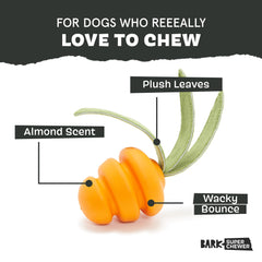 Barkbox Juguete zanahoria para masticar con hojas de felpa