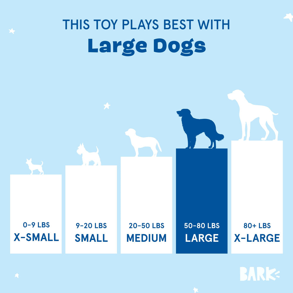 BarkBox Lady Liberty Ball aprobada por millones de perros para diversión segura.