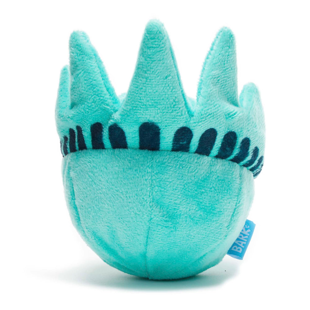 BarkBox Lady Liberty Ball exterior suave para juegos de búsqueda y mordida.