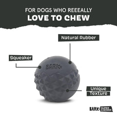 Juguete con chirriador de BarkBox Super Chewer para mayor diversión y resistencia
