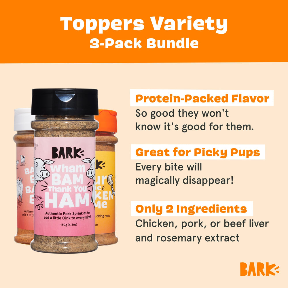 Barkbox Topper vertido en tazón de perro para sabor