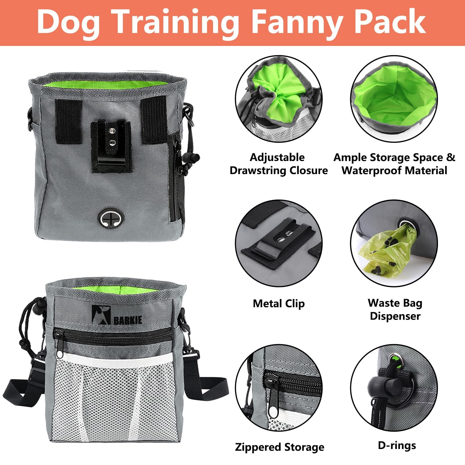 BARKIE: bolsa de premios de silicona, impermeable y fácil de limpiar.