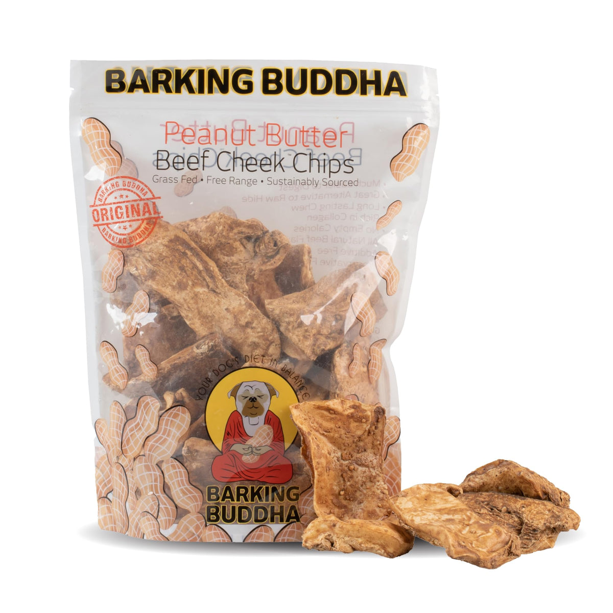 Chips Barking Buddha de carrillo de res, 2-4 pulgadas, para masticadores grandes.