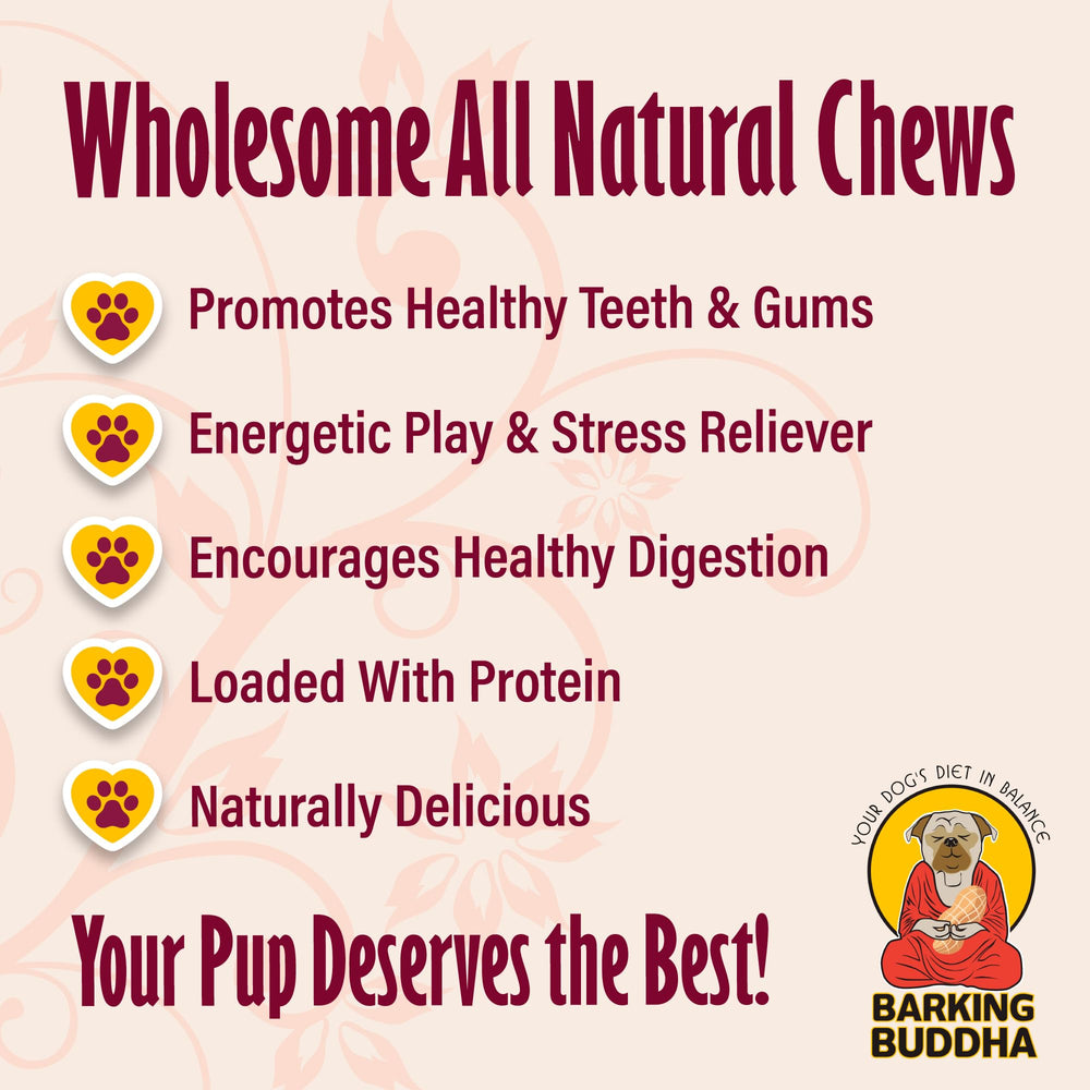 Barking Buddha, ingredientes naturales sin cuero crudo.