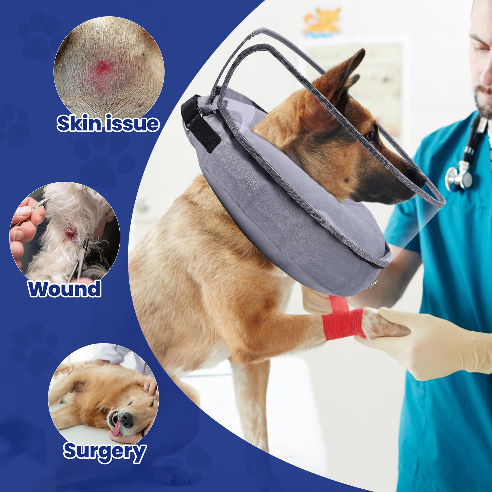 BARKLESS escudo protector anti lamido desmontable, protección adicional durante la curación.