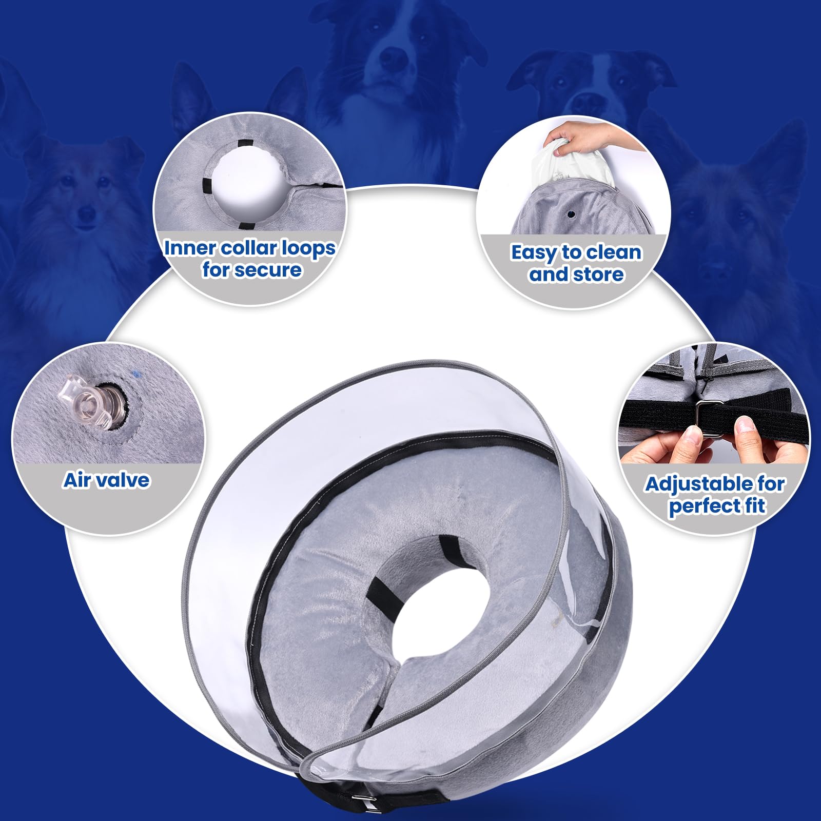 BARKLESS mantenimiento y limpieza del collar inflable, uso práctico y sencillo.