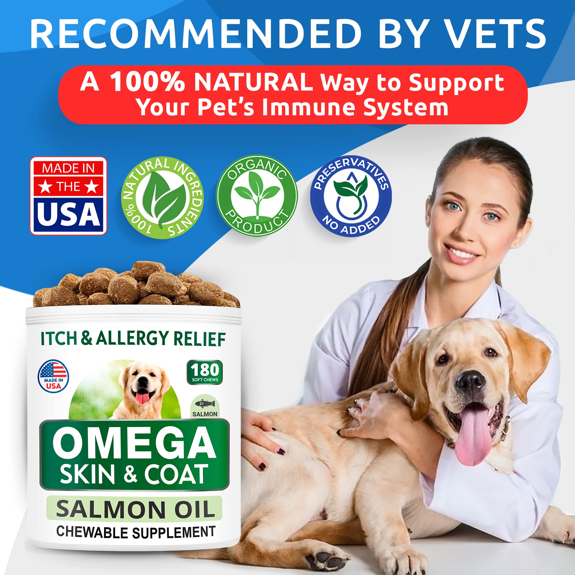 BARK&SPARK Omega-3 cuida la piel frente a irritaciones leves.