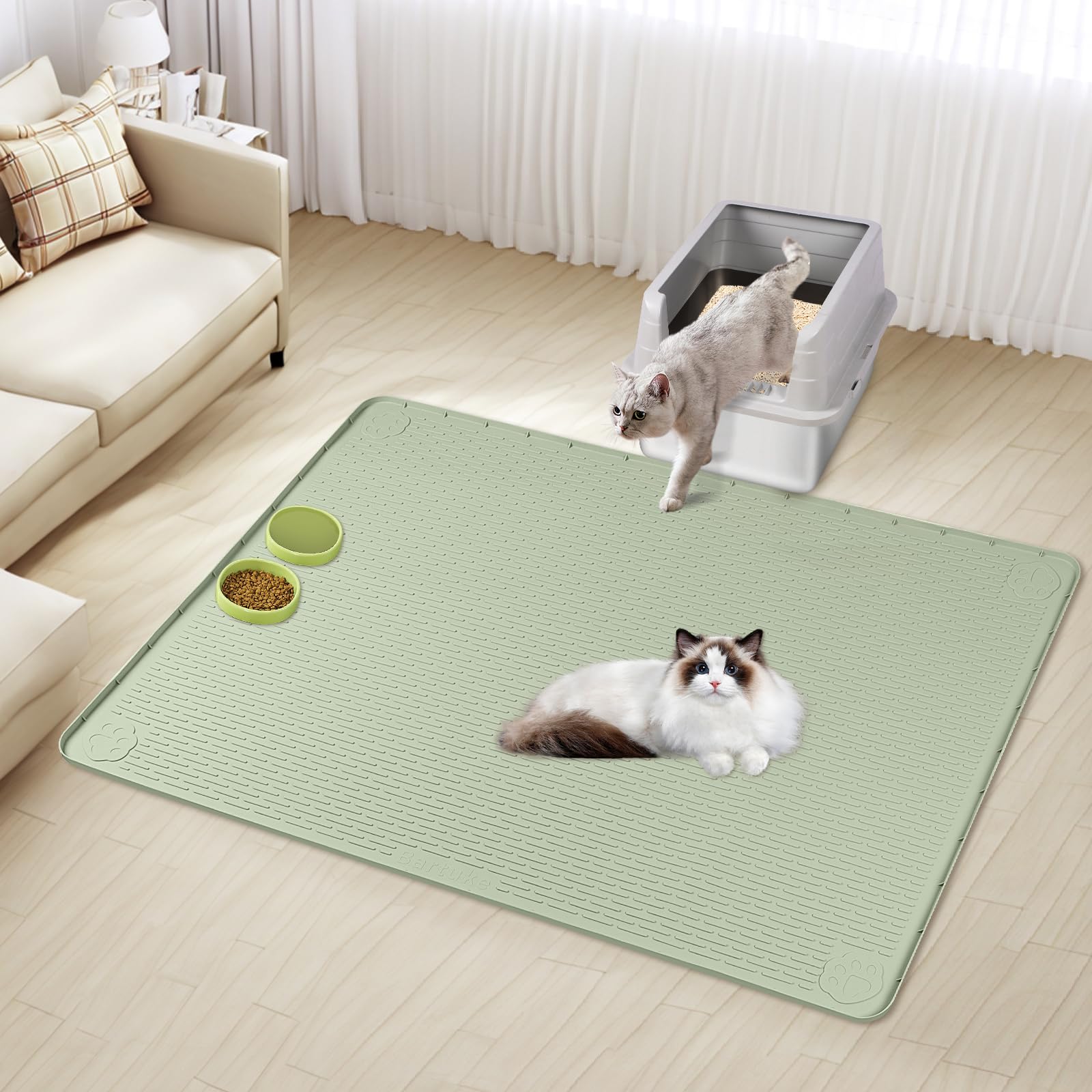 Bartuke alfombra para uso diario, cómodo y práctico para hogares con gatos.