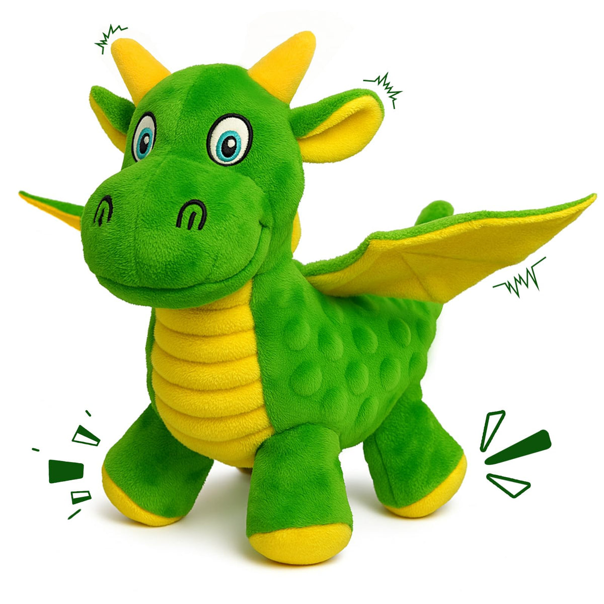 Juguete dragón BBeary verde con 10 pulgadas para perros, ideal para morder y jugar