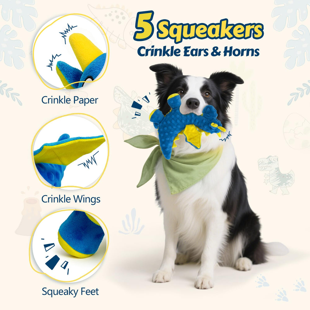 Dragón BBeary con 5 chirridos para perros, mantiene al animal entretenido.