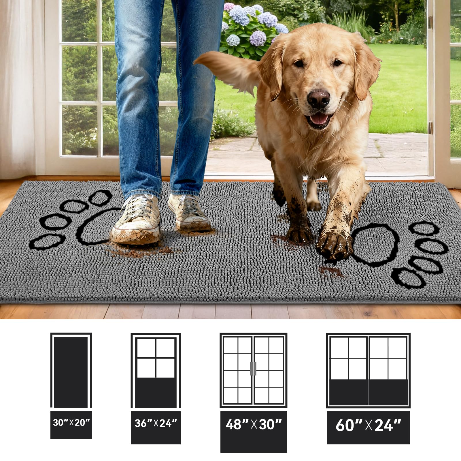 Alfombra antideslizante Bcoimo para interiores, seguridad en suelos lisos.