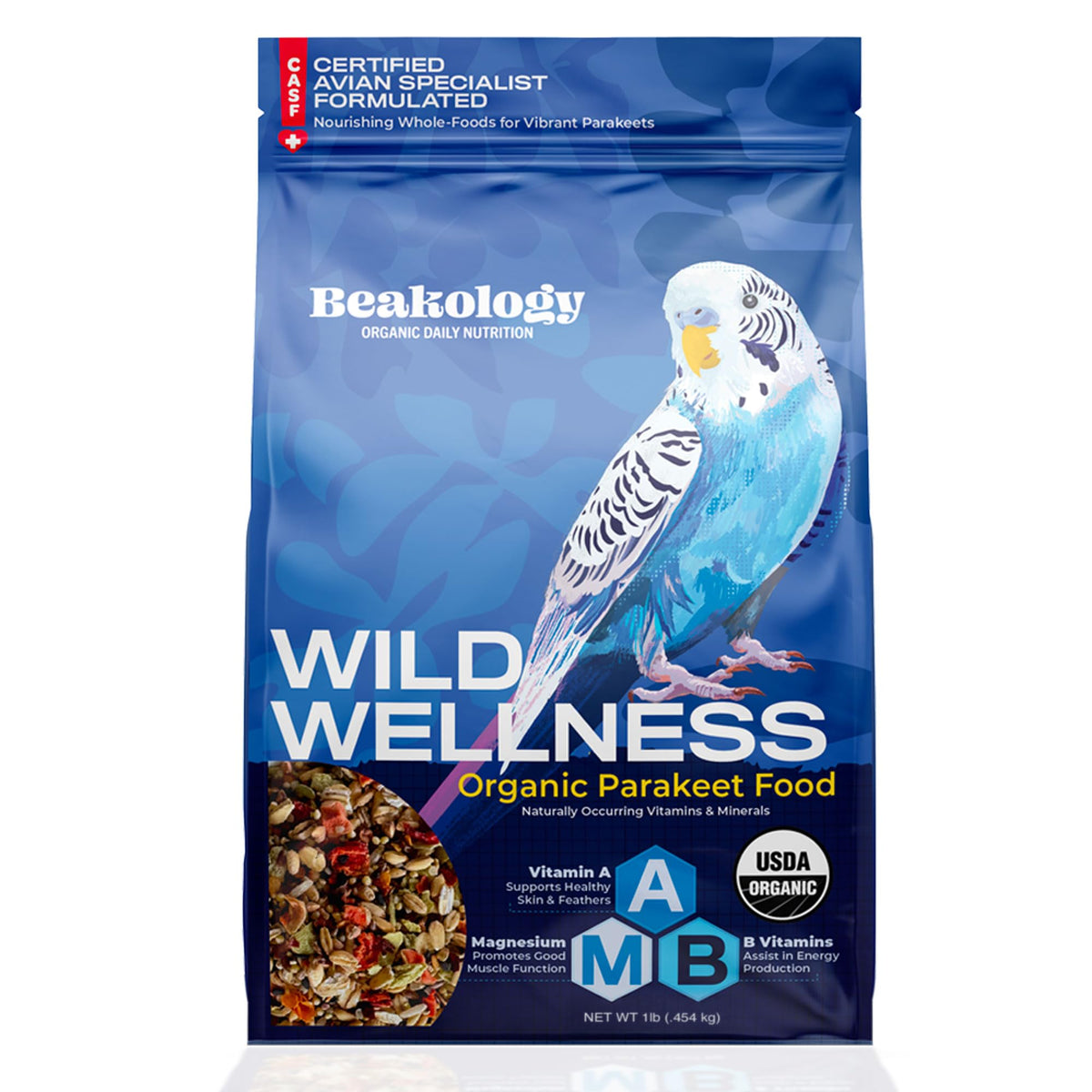 Beakology alimento orgánico para periquitos en 1 libra, nutrición natural diaria.