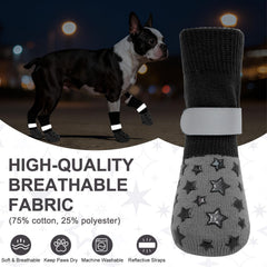 BeautyZoo calcetines antideslizantes para perros, ajuste reflectivo, seguridad en paseos nocturnos