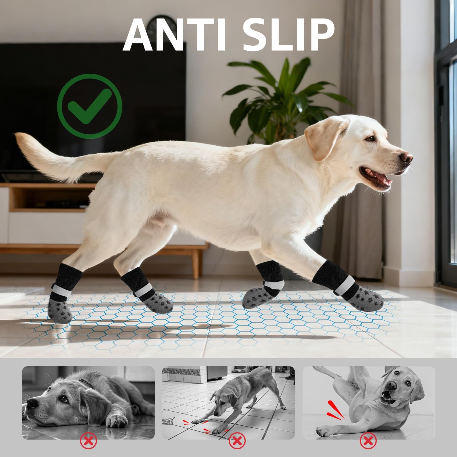 BeautyZoo calcetines antideslizantes para perros, lavables a máquina, durabilidad para uso diario