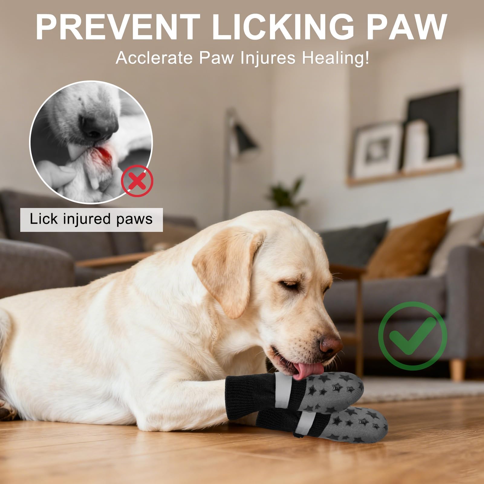 BeautyZoo calcetines antideslizantes para perros, protección de pisos, evitan arañazos en madera