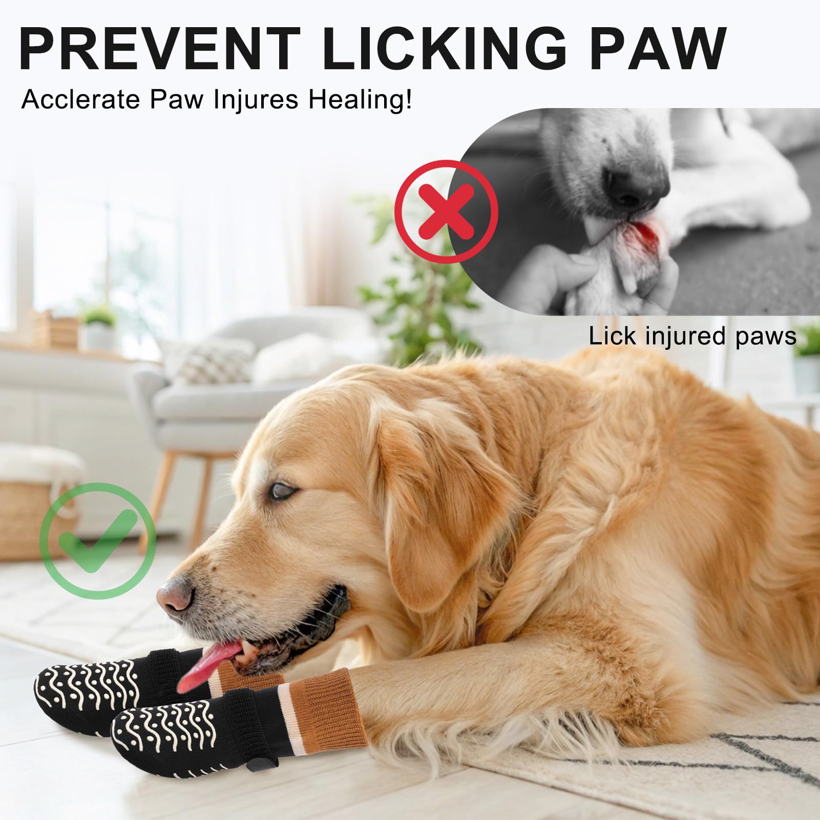 BEAUTYZOO calcetines para perros con correas ajustables para un ajuste seguro.